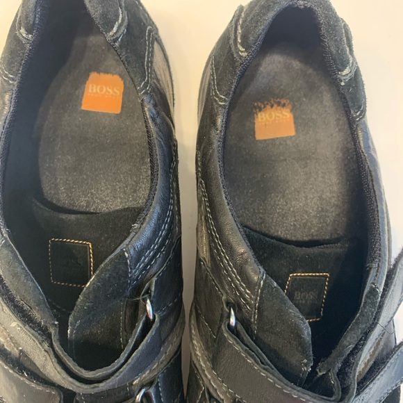 Hugo Boss leather/suede sneakers Black Velcro straps - Picture 2 of 11